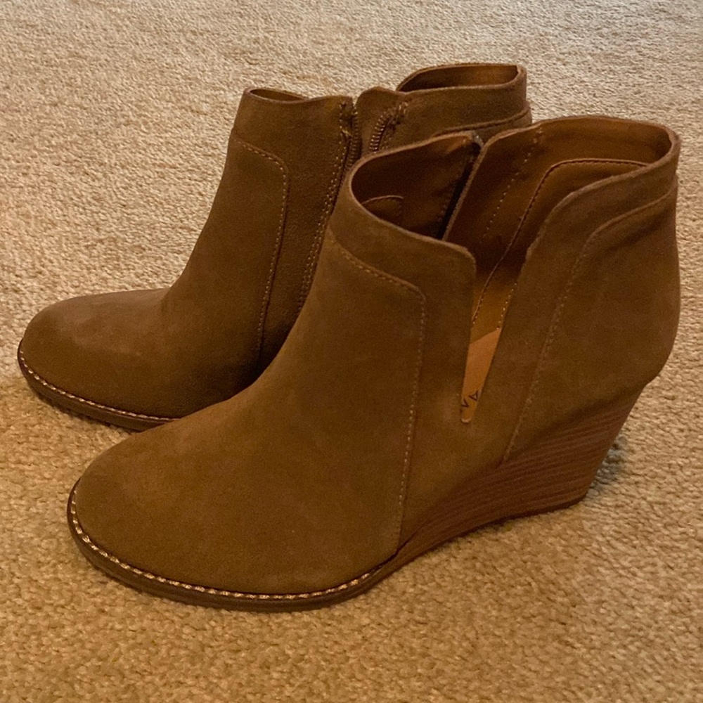 Brand new. Lucky Brand Wedge Booties. Size 8.